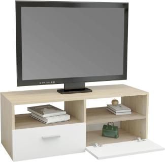 TV-Lowboard mit Stauraum 95x36x35 cm Weiß/Natur aus MDF ML-Design