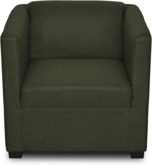 DOMO. collection Bob Sessel, retro Sessel mit Armlehnen und Federkern, 73 x 75 x 69 cm, kleiner Polstersessel Cocktail Loungesessel in Flachgewebe grün