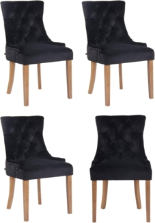 CLP 4er Set Esszimmerstuhl Aberdeen Samt Antikes Design mit Gestell aus Kautschukho,schwarz antik-hell