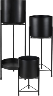 Spetebo Blumenständer Metall Pflanzenständer schwarz 3er Set (Pack, 1 St, 3), entnehmbaren Pflanztopf