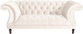 Ivette Sofa 2-Sitzer Samtvelours Creme Buche Nussbaumfarben