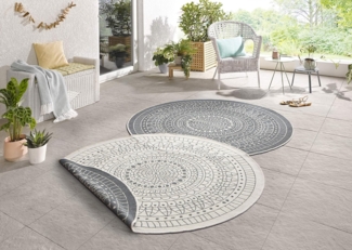 NORTHRUGS Teppich Porto Wendeteppich, rund, Höhe: 5 mm, In-& Outdoor, Wetterfest, Balkon, Garten, Wohnzimmer, Wasserfest