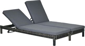 Outsunny Gartenliege Polyrattan Doppelliege, Polyrattan Doppelliege, 1 St, Polyrattan Doppelliege, Wasserdicht