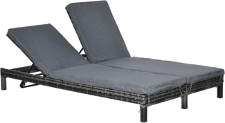 Outsunny Gartenliege Polyrattan Doppelliege, Polyrattan Doppelliege, 1 St, Polyrattan Doppelliege, Wasserdicht