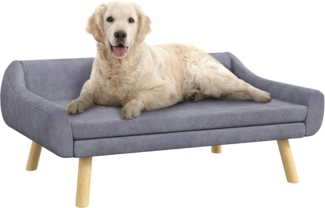 PawHut Tierbett Haustiersofa mit Holzbeine, Hundecouch mit Kissen, Hundebett, Samt, mit rutschfeste Füße