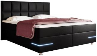 Boxspringbett Milano mit LED (Kunstleder) 120x200 Schwarz H4