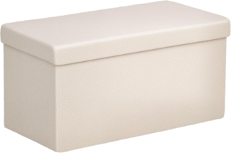 HOMCOM Sitzbank mit Stauraum, faltbar, mit Samtoptik, Sitztruhe (Truhenbank, 1-St, Polsterbank), für Flur Schlafzimmer Wohnzimmer, 76 x 38 x 38 cm Cremeweiß