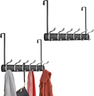 mDesign Türgarderobe Gerdarobenhaken Flurgarderobe 2er Set Metall Schwarz/Silber