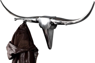 riess-ambiente Wandgarderobe BULL 100cm silber, Metall · Stierkopf · Modern Design · Garderobe · Wanddekoration