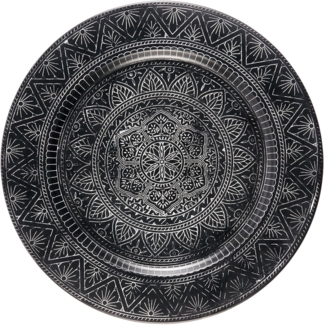 Marrakesch Orient & Mediterran Interior Dekotablett Orientalisches Orient Tablett Teetablett Manar Schwarz, Handarbeit