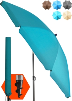 4smile Strandschirm SunnyJoy, Ø 180 cm Türkis - UPF 50+ Sonnenschirm Strand, Sonnenschirm Balkon - Strandschirm windfest stabil, Balkon-Schirm mit Hülle, Gartenschirm