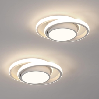 Comely 2 Stück Deckenlampe LED, 32W LED Deckenleuchte Rund, 2350LM Modern LED Deckenlampe für Schlafzimmer Badezimmer Küche Gang Balkon, 4500K Neutrales Licht Durchmesser 280mm