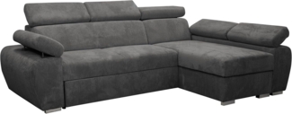 'Boston Mini Premium' Ecksofa, Cord, Dunkelgrau, 98 x 255 x 170 cm, Rechts