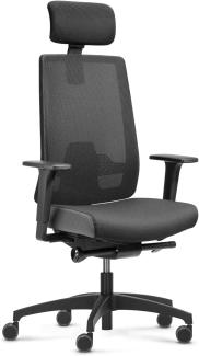 Dauphin Indeed Performance, ergonomischer Bürostuhl mit tiefenverstellbarer Lordosenstütze, höhenverstellbarer Kopfstütze, 2F-Armlehnen, ergonomischer Drehstuhl (Netzrückenlehne, mit Kopfstütze)