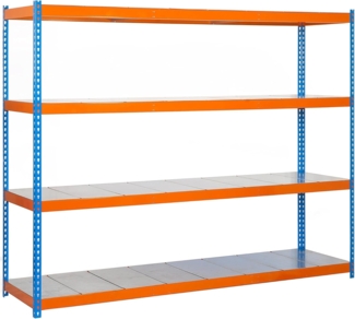 Simon Rack Ecoforte 1504-4 Metal, 4 Regale, Metall, Metall, Orange, Blau, Silber, 400 kg, 9 min