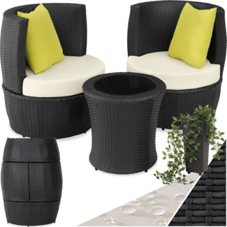 tectake Rattan Sitzgruppe Nizza schwarz