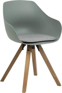 Amazon-Marke: Movian Esszimmerstuhl mit Armlehne, Kunststoffplatte mit Holzbeinen, 2er-Pack, Olivgrün/Hellgrau, 56. 5 x 53 x 80. cm 5 cm,