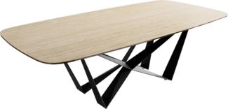 Esstisch Edge Boot 240x120 Keramik Travertin Natur Spider Flachstahl Schwarz