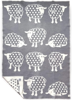 Wendedecke Wolldecke Plaid Kuscheldecke Öko-Wolle 130x200 cm (Polka Dot)