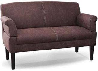 CAVADORE 2-Sitzer Küchensofa Malm, Sitzbank für Küche oder Esszimmer in Lederoptik, Inkl. Armteilverstellung, Federkern und moderner Kontrastnaht, 152 x 97 x 78, Mikrofaser: braun