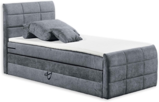 KUBA 2 Boxspringbett 120x200 mit Bettkasten, Anthrazit - Bequemes Bett mit 7-Zonen-Federkern Matratze & Komfortschaum Topper - 123 x 113 x 220 cm (B/H/T)