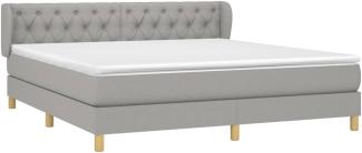 Doppelbett, Polsterbett mit Matratze Stoff Hellgrau 160x200 cm