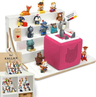 stadtecken® Magnetisches Regal für Musikbox-Figuren – Passend für Kallax und mehr | Optional mit Platz für Toniebox | Geeignet für ca. 50 Figuren | Weiß (BoxPlus)