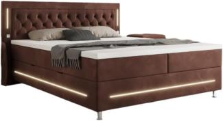 Boxspringbett Vito mit RGB, USB und Stauraum 160x200 Braun H2