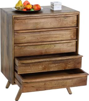 Highboard HWC-L96, Kommode Sideboard Schrank Schubladen Massiv-Holz Mango 81x65x43cm MVG-zertifiziert