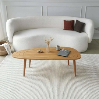 Dmora - Wohnzimmertisch Beid, Niedriger Wohnzimmertisch, Kaffeeregal, Couchtisch für Sofa, 115x50h38 cm, Eiche