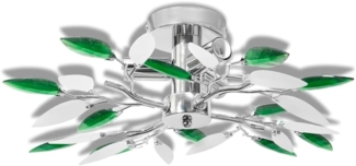 vidaXL Deckenleuchte Weiße & Grüne Acrylglas-Blätter 3 × E14-Lampen 240982
