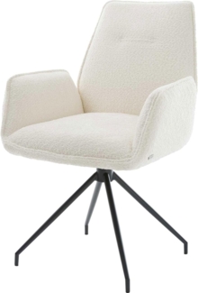 Esszimmerstuhl Zoa-Flex Bouclé Weiß Kreuzgestell konisch Schwarz Taschenfederkern