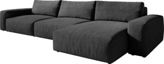 Ecksofa Lanzo XL 380x180 cm Mikrofaser Schwarz Recamiere variabel