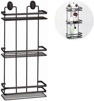 Avilia Rechteckiges Badezimmerregal mit 3 Ablagen - Duschregal zur Wandmontage mit 3 Ablagen, aus Stahl, 24 x 50 x 11 cm, Schwarz