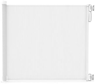 VOUNOT Treppenschutzgitter Ausziehbar Türschutzgitter Roll 0-180cm, Einziehbar Treppenschutzrollo für Hunde, Katzen, Weiß