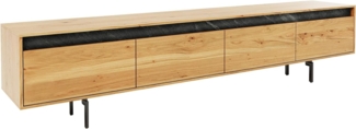 Designer-Lowboard Stonegrace 200 cm Eiche Natur Schiefer 4 Schübe Fuß Oval Metall Schwarz