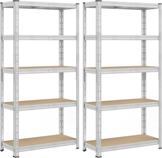 SONGMICS Schwerlastregal, 2er Set, Kellerregal, 40 x 90 x 180 cm, bis 875 kg belastbar, einfache Montage, Lagerregal, verstellbare Ablagen, Lagerregal, silbern