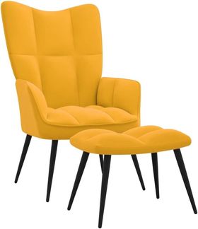 vidaXL Relaxsessel mit Hocker Fernsehsessel Sessel Polsterstuhl Stuhl Relaxstuhl Polstersessel Armsessel Ohrensessel Wohnzimmer Senfgelb Samt