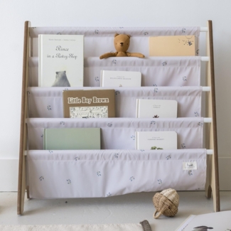 3 Sprouts Kinder Bücherregal aus Holz – Montessori Regal für Kinderzimmer - Heidelbeere Taupe