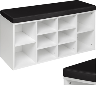 tectake Schuhschrank Schuhregal mit Sitzpolster 103,5x48x30cm (Set mit Schrank+Kissen, 1-St, inkl. Sitzkissen) für 10 Paar Schuhe