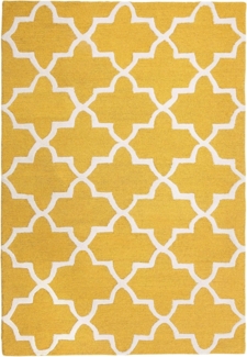 Teppich gelb 160x230 cm marokkanisches Muster Kurzflor SILVAN
