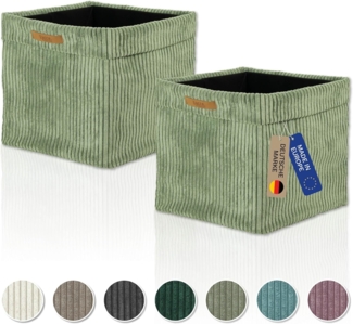 Lycce Regalkorb Kallax Boxen Cord 2er Set salbei, Aufbewahrungsbox faltbar 33x33x31cm (2 St)
