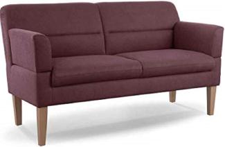 CAVADORE 2,5-Sitzer Küchensofa Kira / Sitzbank für Küche, Esszimmer oder Wohnküche inkl. Armteilverstellung / Leichte Fleckenentfernung dank Soft Clean / 168 x 94 x 81 / Flachgewebe: Weinrot