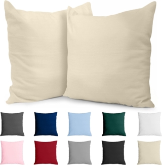 Dreamzie Kissenbezug 65x65 Baumwolle Renforcé (2er-Set) - Beige - Dicht gewebt mit 57 Fäden/cm² - Kissenbezüge 65x65 cm - Oeko Tex Zertifiziert