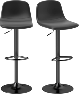 HOMCOM Barhocker Höhenverstellbar Drehbar Barstuhl mit Rückenlehne und Fußstütze (Hocker, 2 St, Tresenhocker), Rutschfest, Kunstleder, Schwarz
