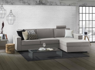 Talamo Italia Ecksofa Beatrice, Made in Italy, Drehbare Öffnung mit Matratze und Lattenrost, Rechte Halbinsel mit Stauraum, mit Standardarmlehnen, Cm: 280x95h90, Farbe Grau