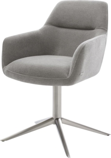 Drehstuhl Pejo-Flex Strukturstoff Soft Grau Fußkreuz Edelstahl 360° drehbar Wippfunktion Taschenfederkern