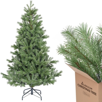 SALCAR Künstlicher Weihnachtsbaum 150 cm aus 90% PE Spritzguss, Premium Nordmanntanne, realistischer Christbaum mit Schnellaufbau Klappsystem