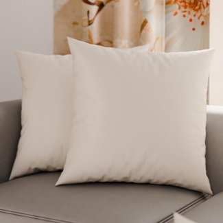 PETTI Artigiani Italiani – 2er-Set Kissenbezüge 65x65 cm aus Mikrofaser, Zierkissenbezüge für Schlafzimmer & Sofa, Uni Cremefarbe, 100 % Made in Italy