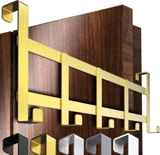 4smile Türgarderobe zum Einhängen – Goldene Türhaken universell verwendbar, flexible Kleiderhaken Tür - Vielseitige Haken zum Einhängen, platzsparende Türhakenleiste für gesamte Wohnung